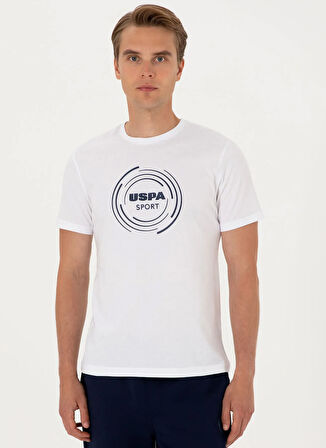 U.S. Polo Assn. Bisiklet Yaka Beyaz Erkek T-Shirt S-UNKA