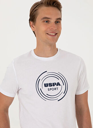 U.S. Polo Assn. Bisiklet Yaka Beyaz Erkek T-Shirt S-UNKA