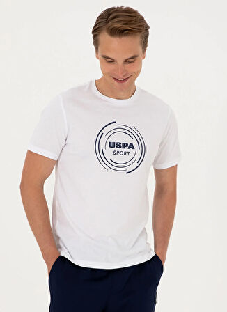 U.S. Polo Assn. Bisiklet Yaka Beyaz Erkek T-Shirt S-UNKA