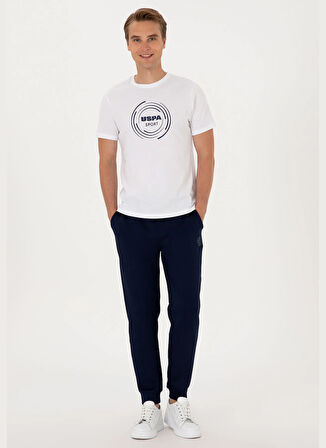 U.S. Polo Assn. Bisiklet Yaka Beyaz Erkek T-Shirt S-UNKA