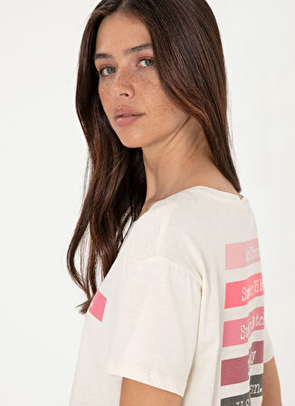 U.S. Polo Assn. Bisiklet Yaka Krem Kadın T-Shirt GEORGI