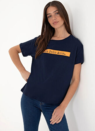 U.S. Polo Assn. Bisiklet Yaka Lacivert Kadın T-Shirt GEORGI