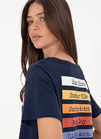 U.S. Polo Assn. Bisiklet Yaka Lacivert Kadın T-Shirt GEORGI
