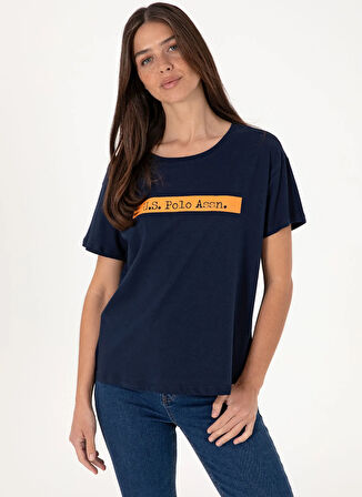 U.S. Polo Assn. Bisiklet Yaka Lacivert Kadın T-Shirt GEORGI
