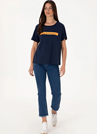 U.S. Polo Assn. Bisiklet Yaka Lacivert Kadın T-Shirt GEORGI