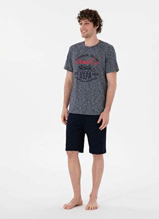 U.S. Polo Assn. Lacivert Erkek Pijama Takımı 18878 Tshirt Sort Takim