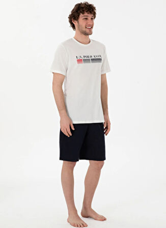 U.S. Polo Assn. Beyaz Erkek Pijama Takımı 18871 Tshirt Sort Takim
