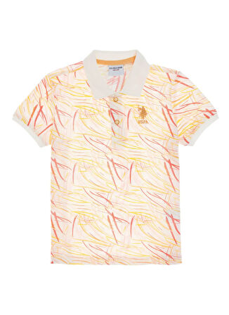 U.S. Polo Assn. Desenli Krem Erkek Çocuk T-Shirt KLOMKIDS