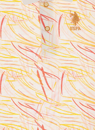 U.S. Polo Assn. Desenli Krem Erkek Çocuk T-Shirt KLOMKIDS