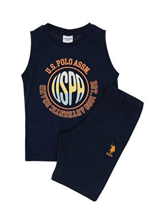 U.S. Polo Assn. Desenli Lacivert Erkek Çocuk Pijama Takımı US2100