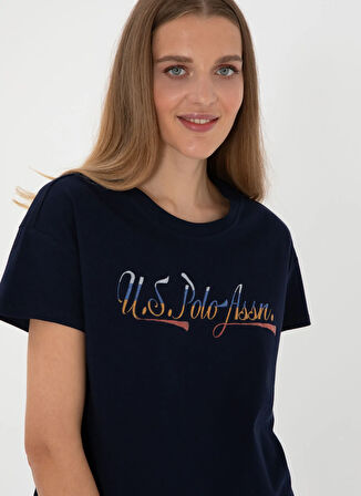 U.S. Polo Assn. Bisiklet Yaka Lacivert Kadın T-Shirt GISELLE