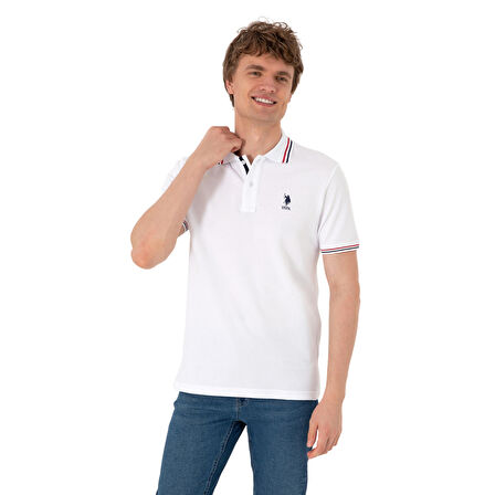 Erkek Regular Fit Beyaz Polo Yaka Basic Tişört