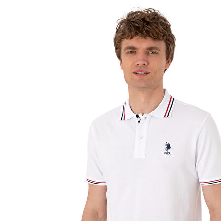 Erkek Regular Fit Beyaz Polo Yaka Basic Tişört
