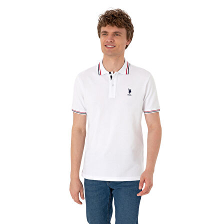 Erkek Regular Fit Beyaz Polo Yaka Basic Tişört