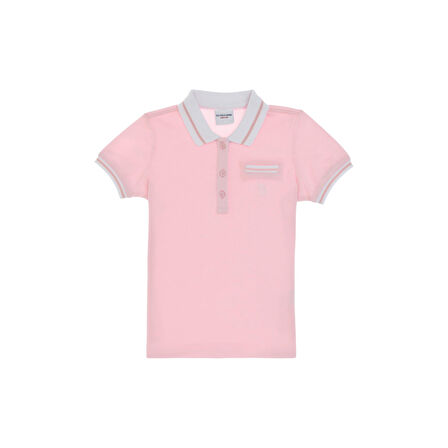 Kız Çocuk Polo Yaka İşlevsiz Cepli Basic Tişört