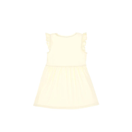 Kız Çocuk Limon Fırfır Kollu Bisiklet Yaka Pamuk Örme Elbise