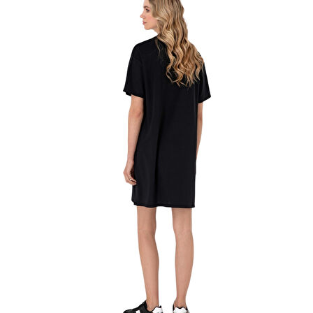 Kadın Modal Karışımlı Bisiklet Yaka Mini Boy Örme Elbise