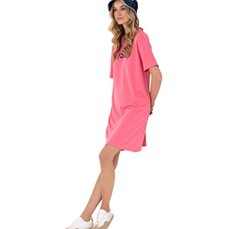 Kadın Modal Karışımlı Bisiklet Yaka Mini Boy Örme Elbise