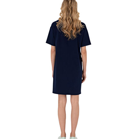 Kadın Modal Karışımlı Bisiklet Yaka Mini Boy Örme Elbise