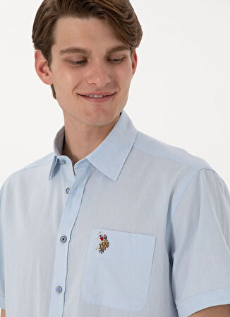U.S. Polo Assn. Comfort Fit Gömlek Yaka Mavi Erkek Gömlek ELFY