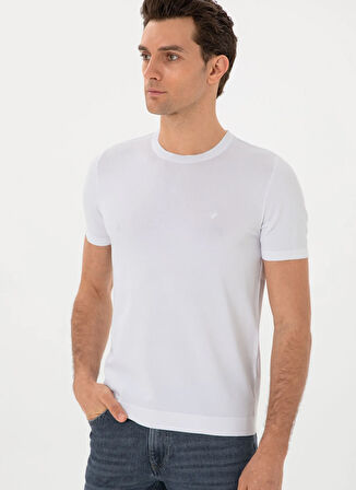 Cacharel Bisiklet Yaka Slim Fit Beyaz Erkek Kazak BURY