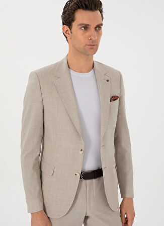 Cacharel Normal Bel Slim Fit Bej Erkek Takım Elbise FION