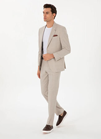 Cacharel Normal Bel Slim Fit Bej Erkek Takım Elbise FION