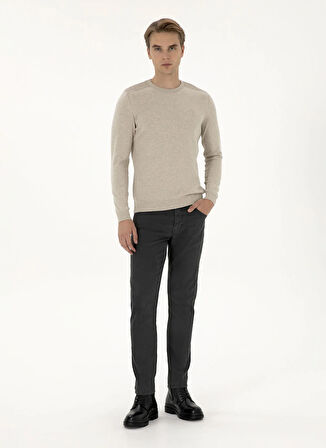 U.S. Polo Assn. Bisiklet Yaka Slim Fit Taş Melanj Erkek Kazak TD01-B