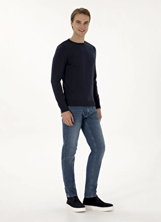 U.S. Polo Assn. Bisiklet Yaka Slim Fit Lacivert Erkek Kazak TD01-B