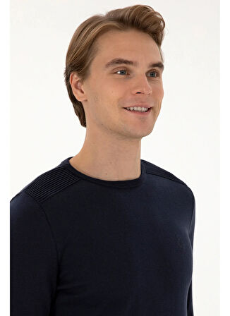 U.S. Polo Assn. Bisiklet Yaka Slim Fit Lacivert Erkek Kazak TD01-B