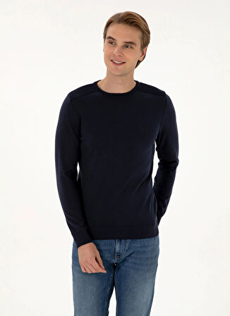 U.S. Polo Assn. Bisiklet Yaka Slim Fit Lacivert Erkek Kazak TD01-B