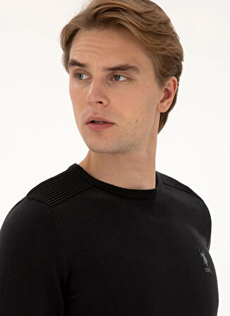 U.S. Polo Assn. Bisiklet Yaka Slim Fit Siyah Erkek Kazak TD01-B