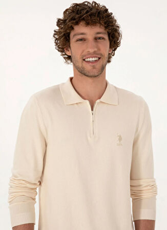 U.S. Polo Assn. Polo Yaka Slim Fit Beyaz Erkek Kazak FARAH