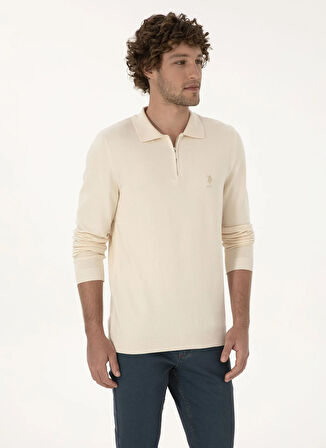 U.S. Polo Assn. Polo Yaka Slim Fit Beyaz Erkek Kazak FARAH