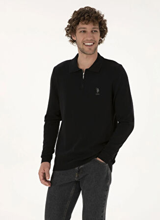 U.S. Polo Assn. Polo Yaka Slim Fit Siyah Erkek Kazak FARAH