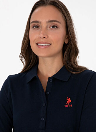 U.S. Polo Assn. Polo Yaka Düz Lacivert Kadın Sweatshırt TPG-SK025