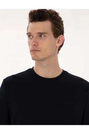 Pierre Cardin Lacivert Erkek Bisiklet Regular Fit Sweatshirt LONG