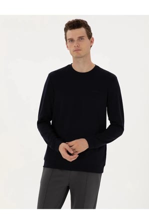 Pierre Cardin Lacivert Erkek Bisiklet Regular Fit Sweatshirt LONG