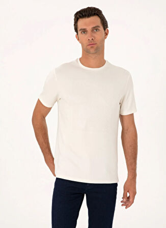 Cacharel Bisiklet Yaka Ekru Erkek T-Shirt FIFTY