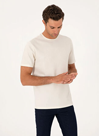 Cacharel Bisiklet Yaka Ekru Erkek T-Shirt FIFTY