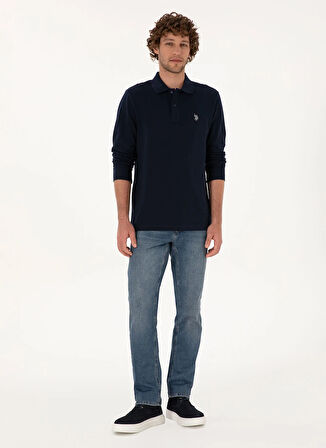 U.S. Polo Assn. Polo Yaka Lacivert Erkek Sweatshırt GTP01