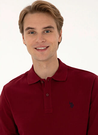 U.S. Polo Assn. Polo Yaka Bordo Erkek Sweatshırt GTP01