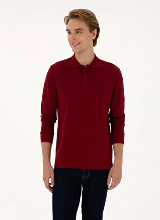 U.S. Polo Assn. Polo Yaka Bordo Erkek Sweatshırt GTP01