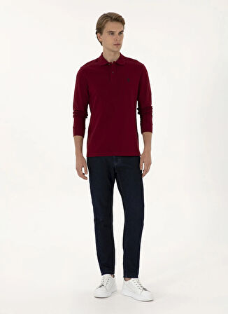 U.S. Polo Assn. Polo Yaka Bordo Erkek Sweatshırt GTP01