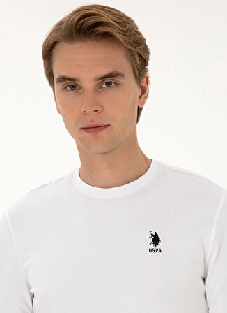 U.S. Polo Assn. Bisiklet Yaka Beyaz Erkek Sweatshırt BISIT