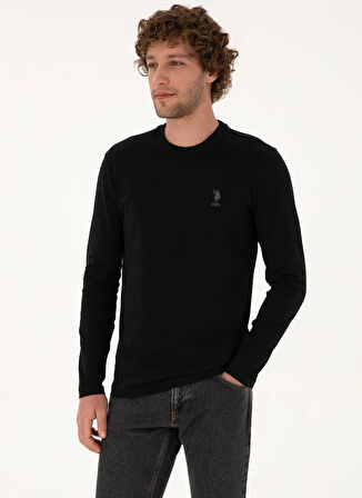 U.S. Polo Assn. Bisiklet Yaka Siyah Erkek Sweatshırt BISIT