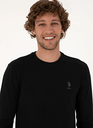 U.S. Polo Assn. Bisiklet Yaka Siyah Erkek Sweatshırt BISIT