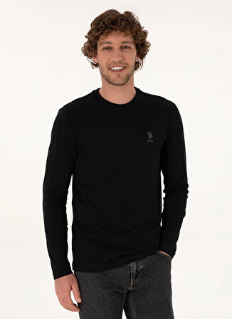 U.S. Polo Assn. Bisiklet Yaka Siyah Erkek Sweatshırt BISIT