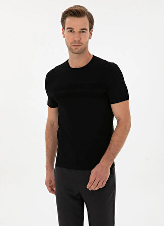 Cacharel Bisiklet Yaka Slim Fit Siyah Erkek Kazak WINAR