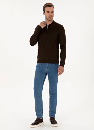 Cacharel Bisiklet Yaka Regular Fit Kahve Erkek Kazak ELZIP